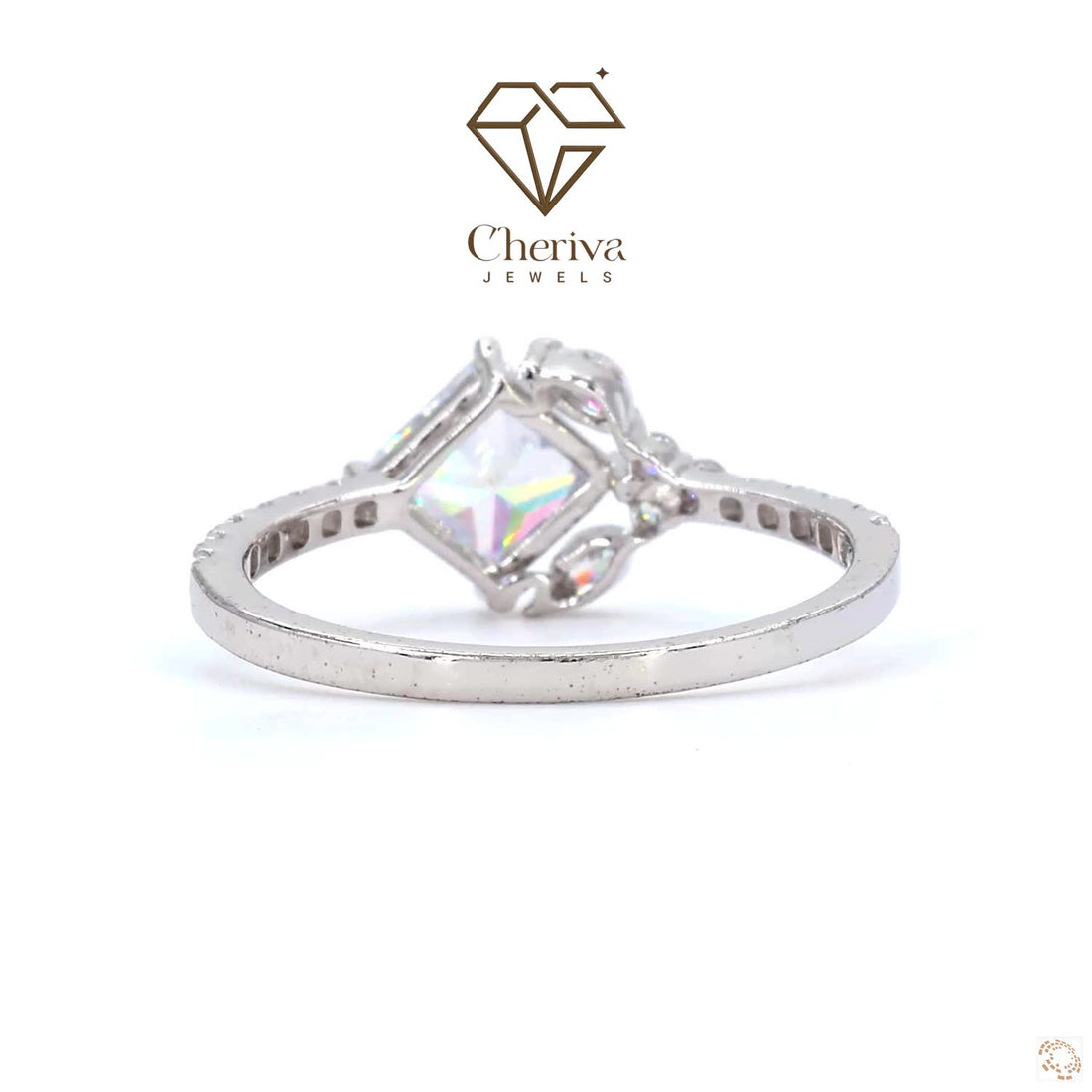 Unique Princess Cut Lab Diamond Engagement Ring