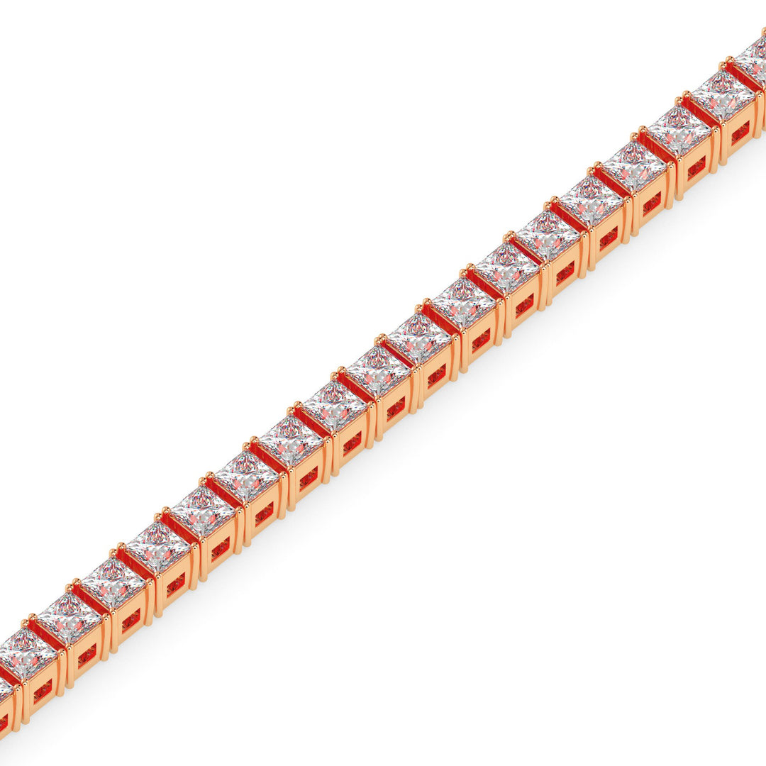 Rose gold bracelet with diamonds on a white background