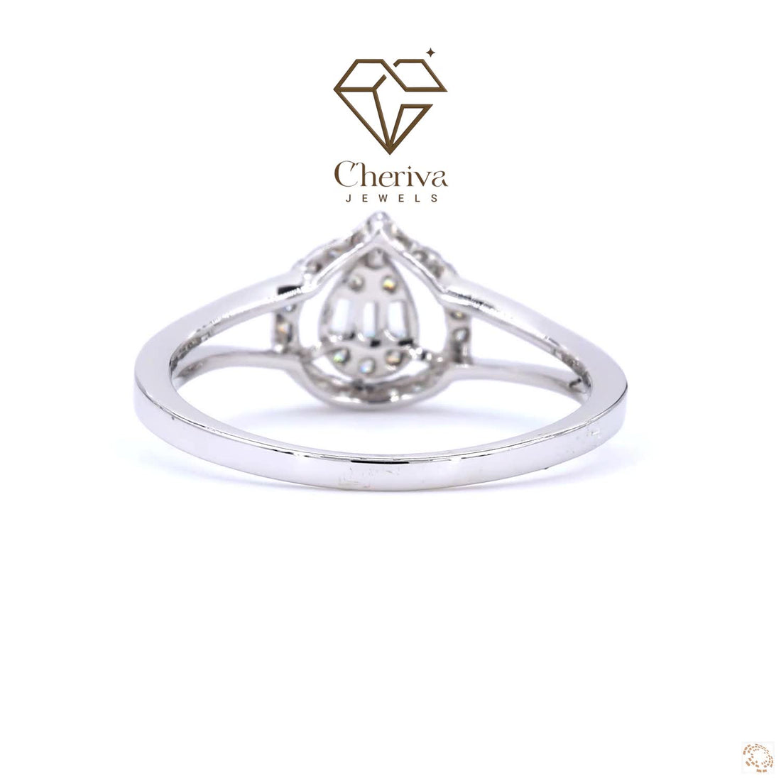 Round Diamond almond shaped Engagement Ring