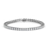 7.50 ct radiant cut diamond tennis bracelet with bold edges and high-shine diamonds linked in seamless harmony on white background