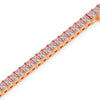 Diamond bracelet with pink and clear stones on a white background