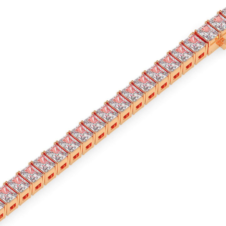 Diamond bracelet with pink and clear stones on a white background