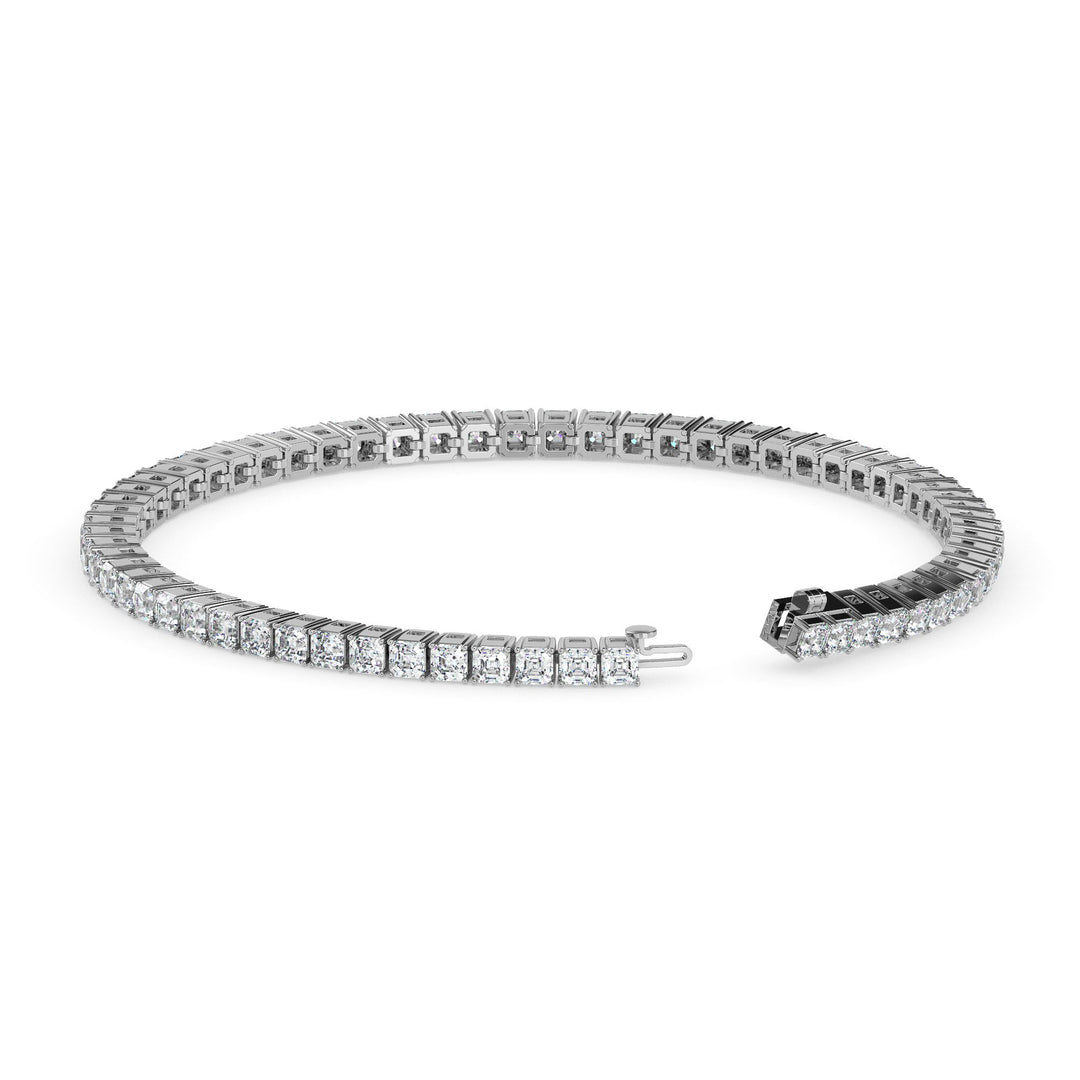 White Gold Asscher cut lab Diamond Tennis Bracelet