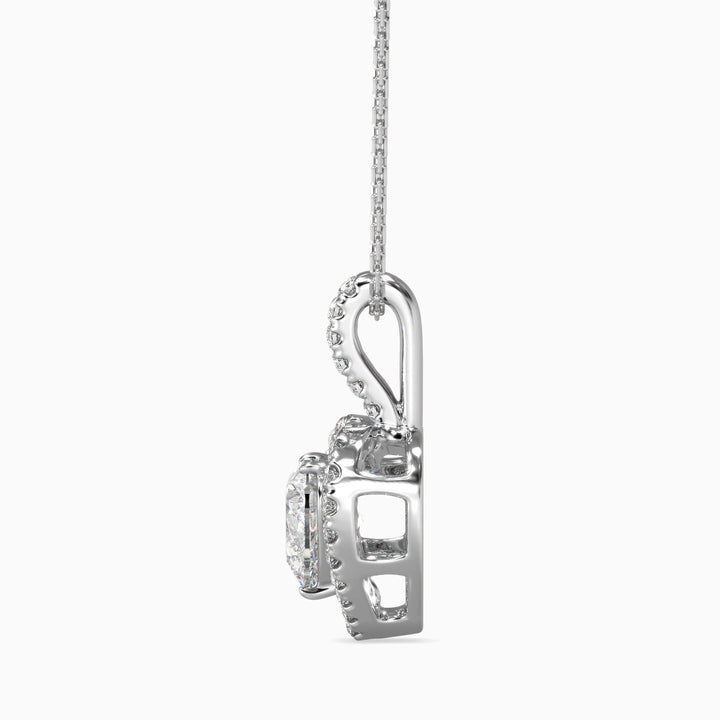 Silver chain with a heart-shaped pendant on a white background