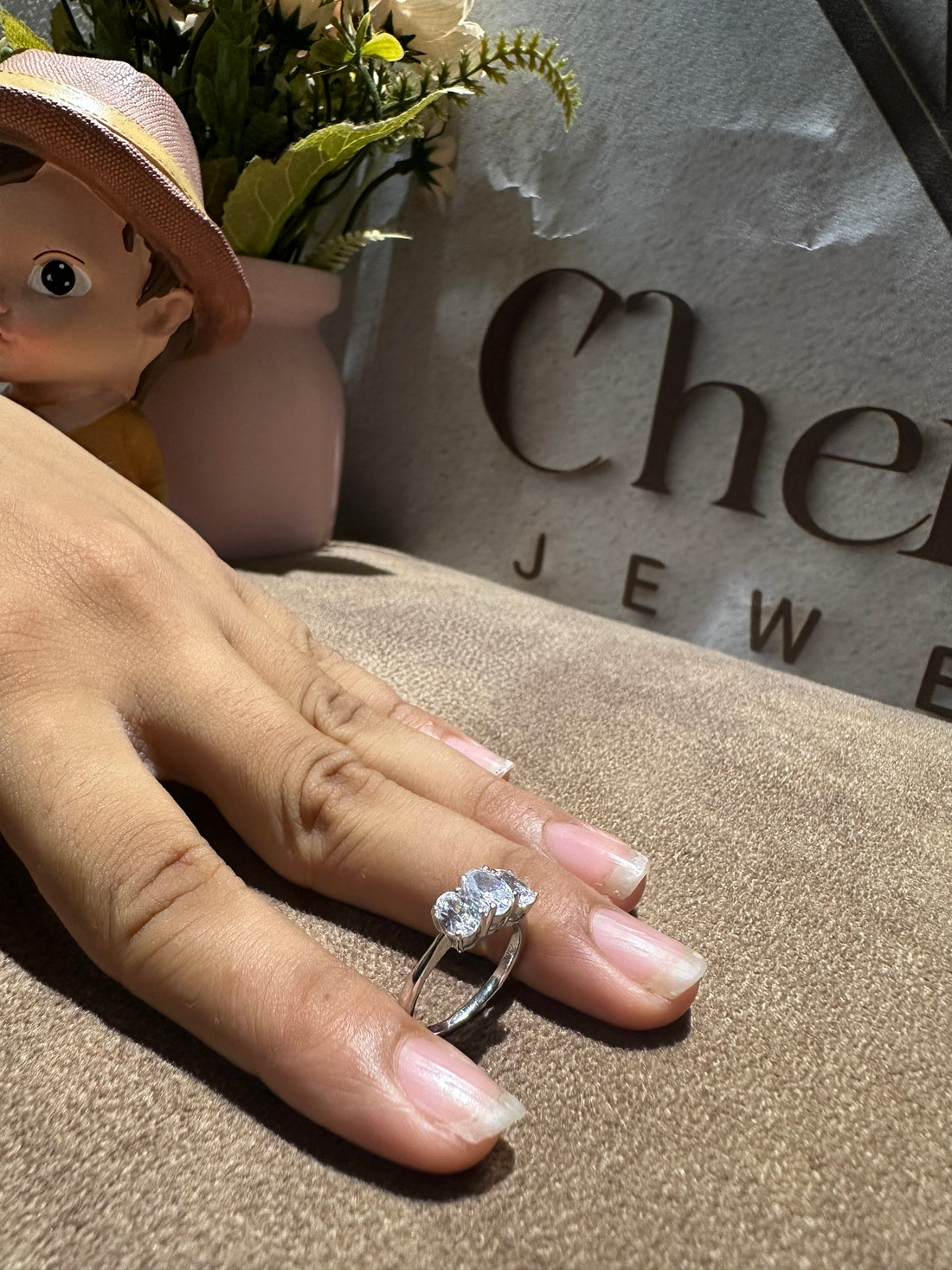 Oval Cut Three Stone Diamond Engagement Ring