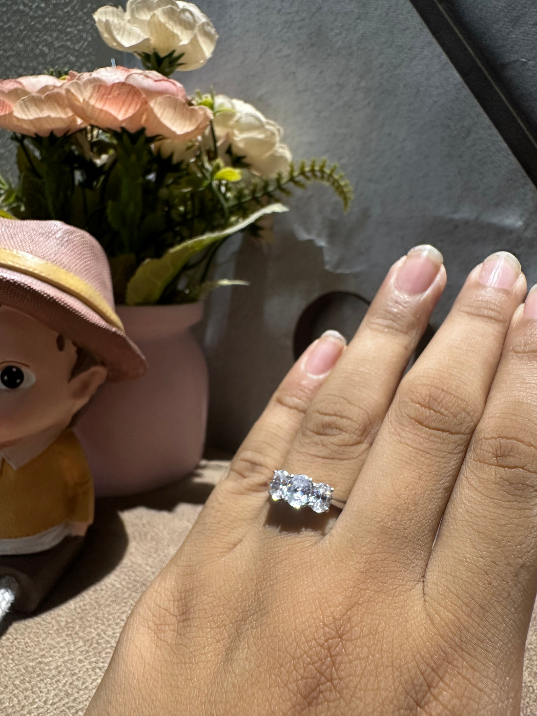 Oval Cut Three Stone Diamond Engagement Ring