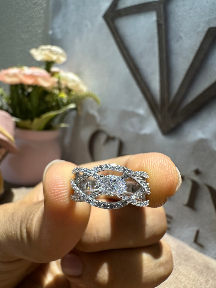 Criss Cross Style Lab Grown Diamond Engagement Ring