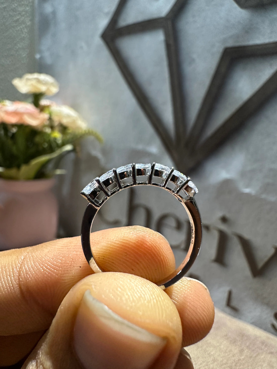 Marquise Cut Lab Diamond Half Eternity Wedding Band