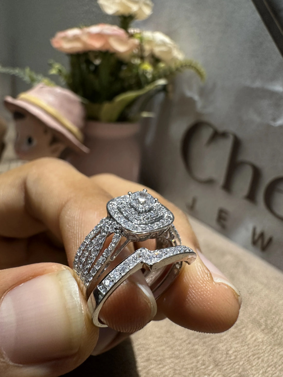 Vintage Style Bridal Set Engagement Ring
