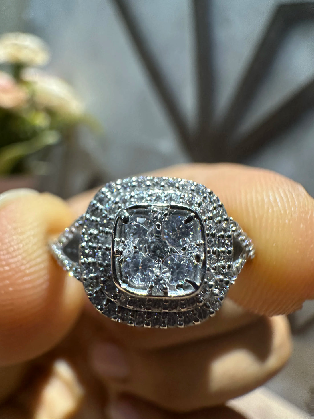 Lab Diamond Vintage Double Halo Engagement Ring