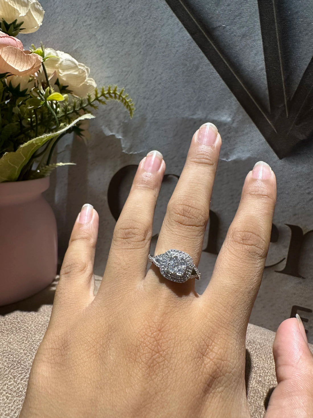 Lab Diamond Vintage Double Halo Engagement Ring