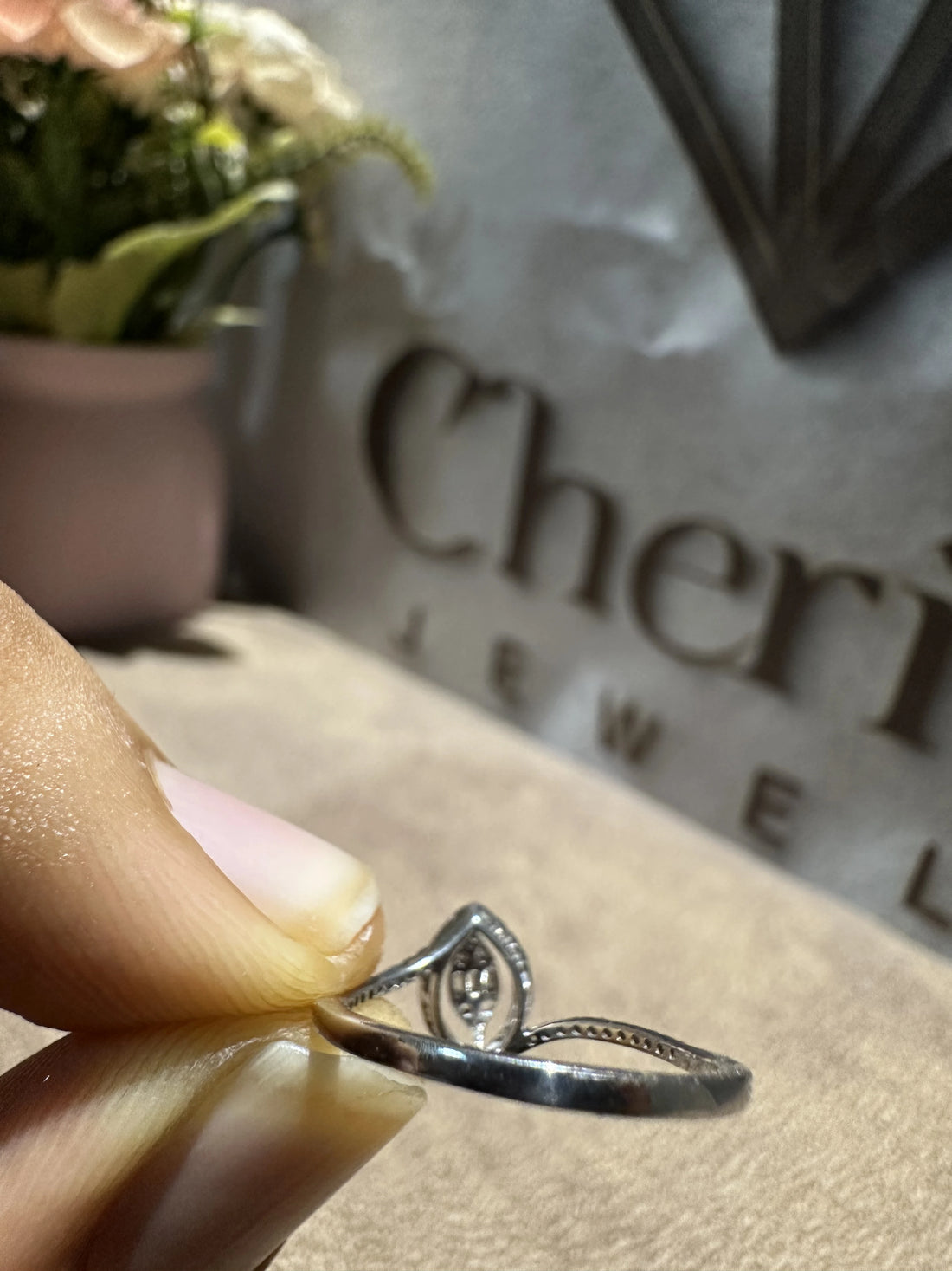 unique Promise Ring in Round And Baguette Cut Diamond