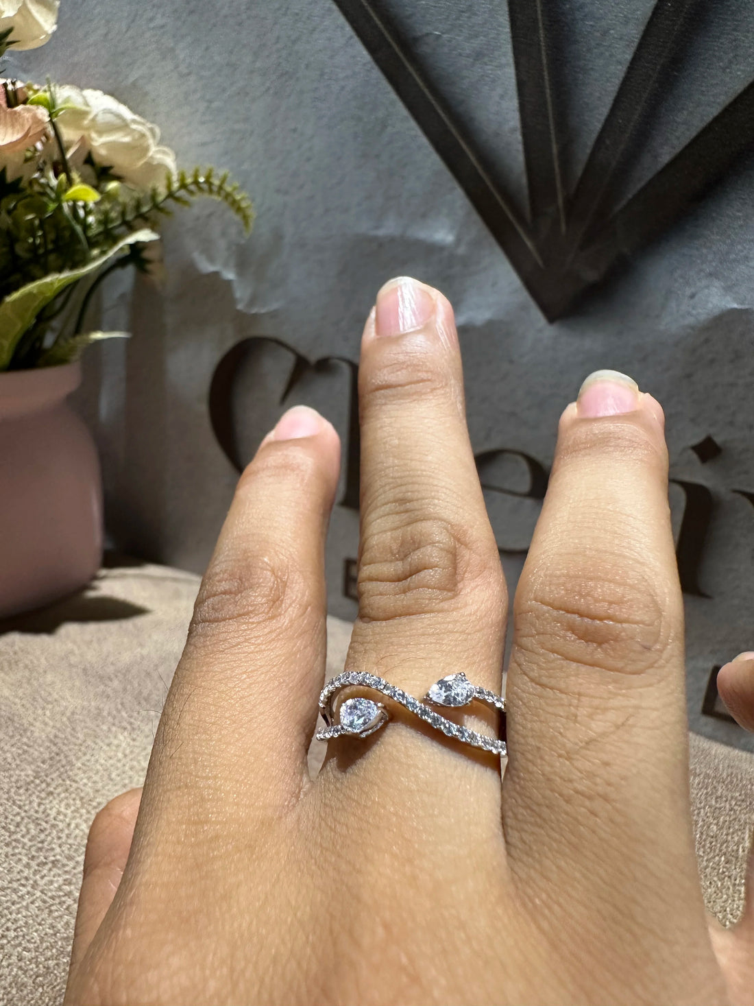 Pear cut Lab Diamond Infinity Engagement Ring