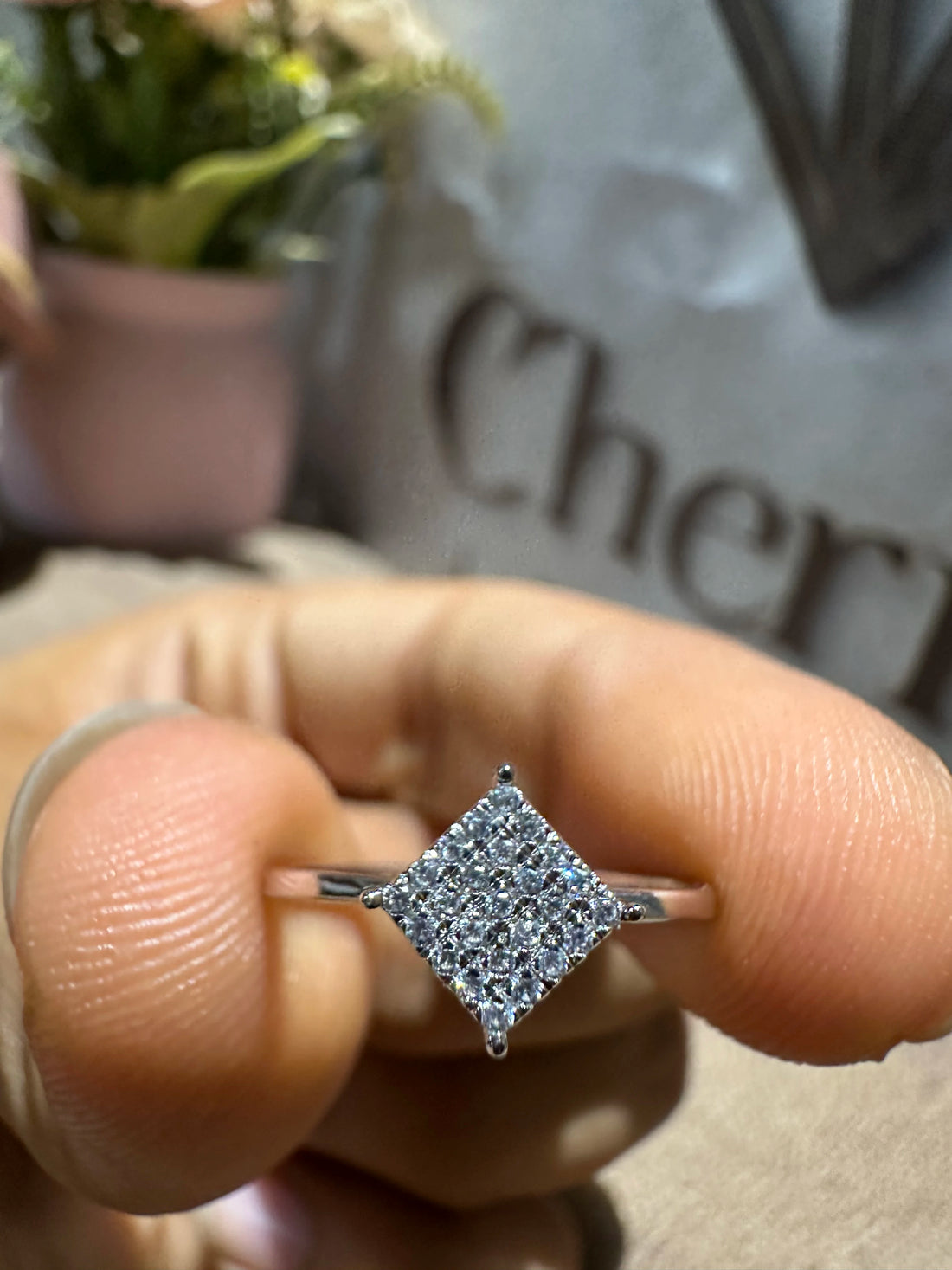 Round Cut Lab Diamond Square Engagement Ring
