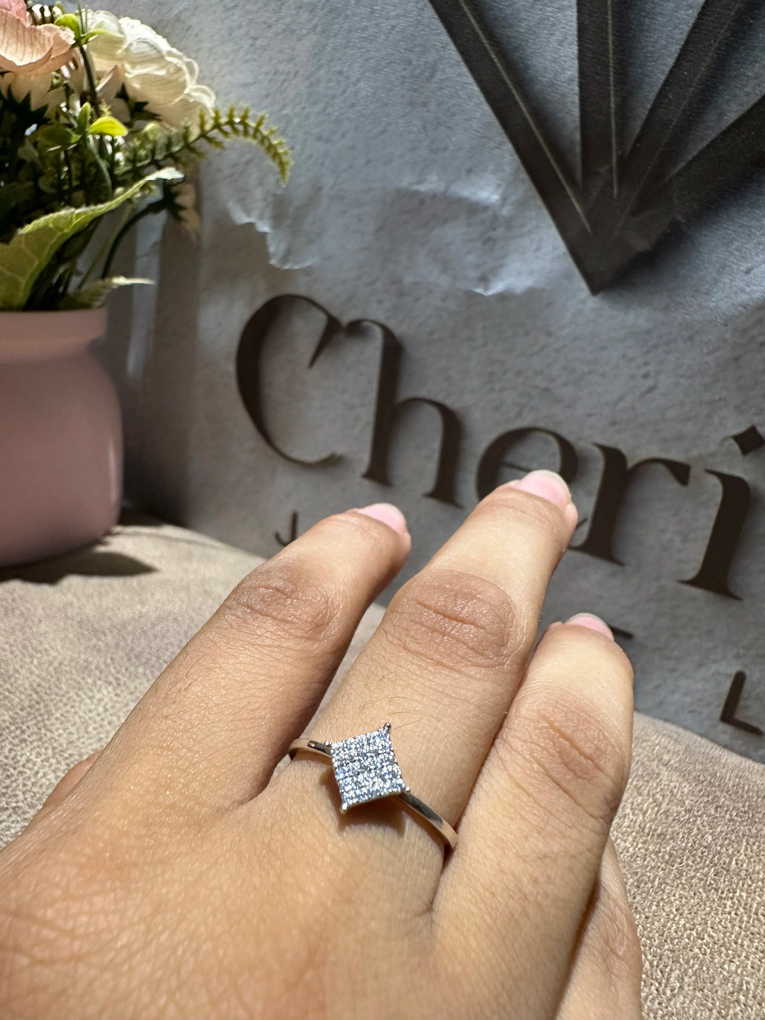 Round Cut Lab Diamond Square Engagement Ring