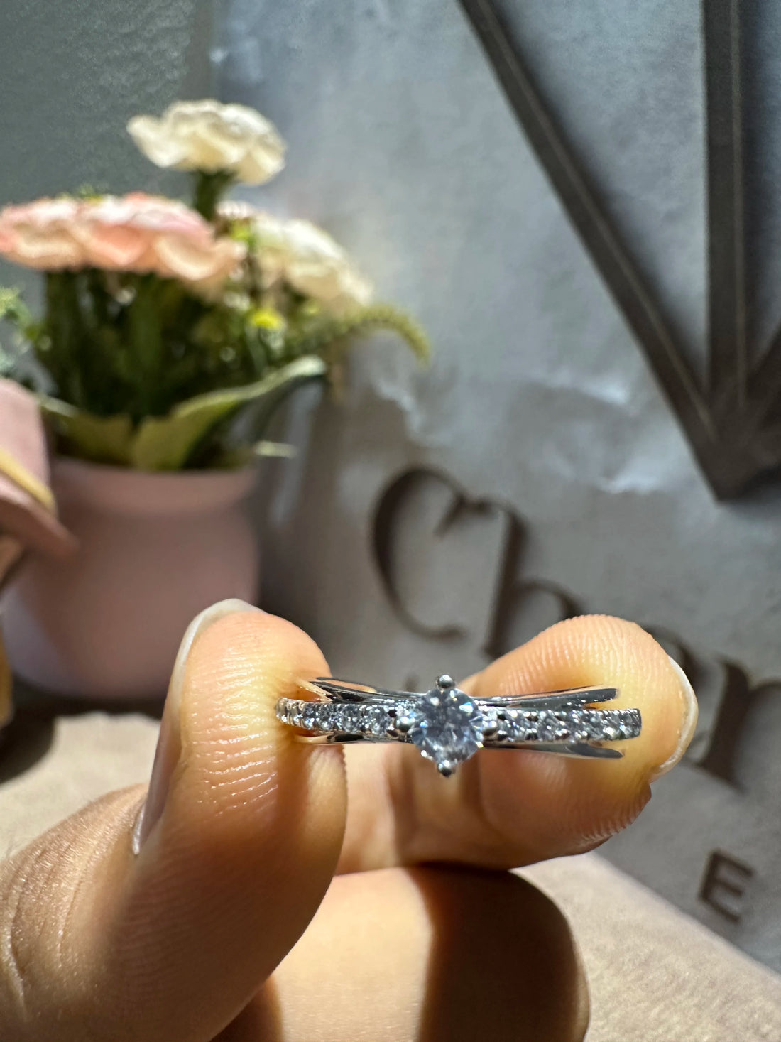 Vintage Engagement Ring With Round Cut Lab Diamond