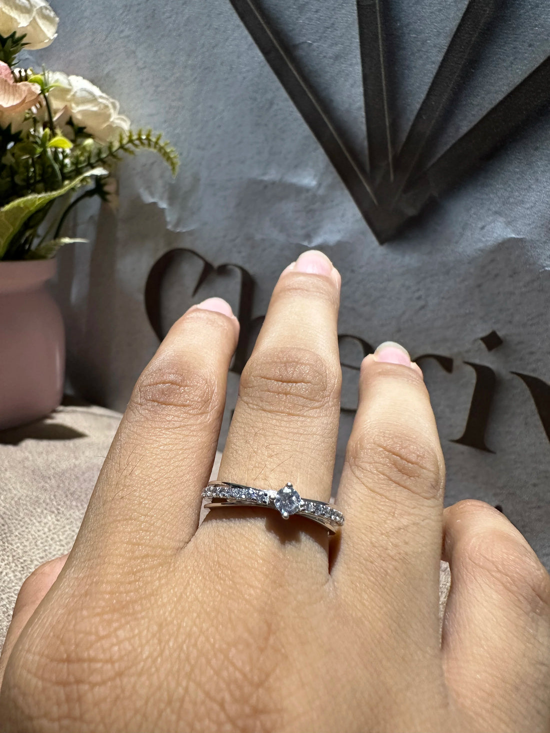 Vintage Engagement Ring With Round Cut Lab Diamond