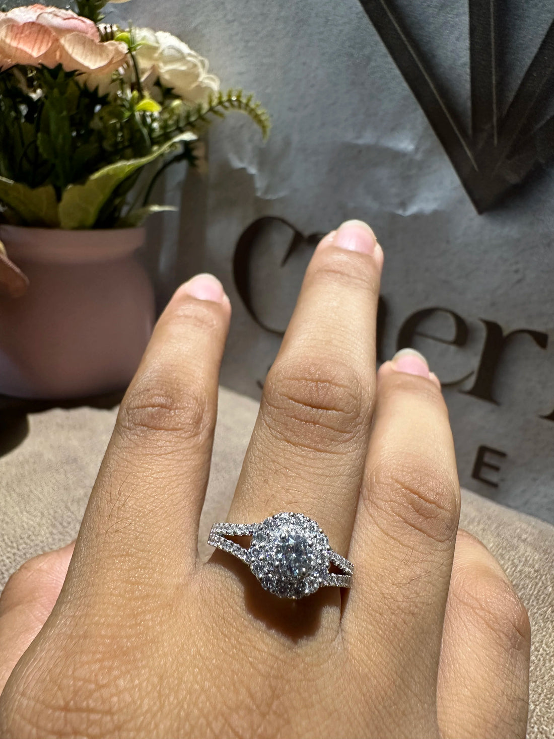 Vintage Style Round Lab Diamond Engagement Ring
