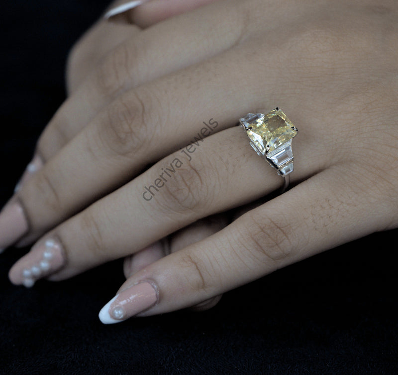 Radiant cut gemstone Engagement Ring