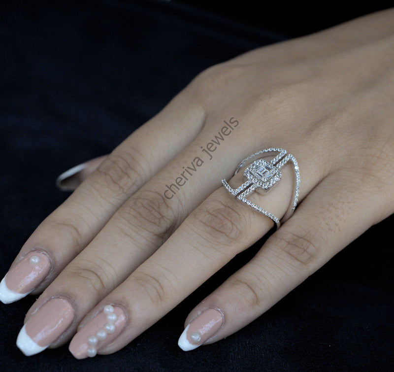 Antique Baguette Cut Lab Diamond Engagement Ring