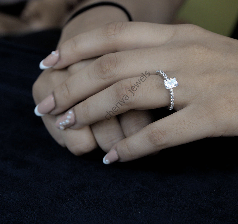 Lab Diamond Solitaire with Accent Engagement Ring
