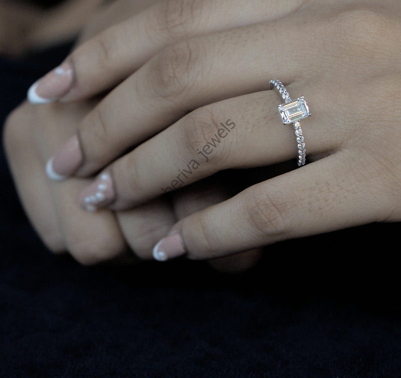 Lab Diamond Solitaire with Accent Engagement Ring