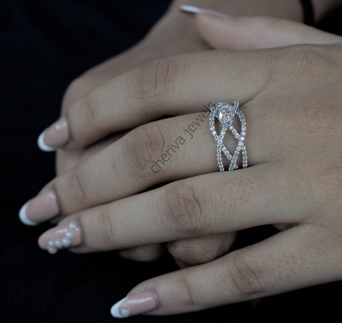 Criss Cross Style Lab Grown Diamond Engagement Ring