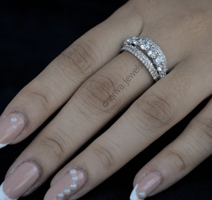 14K Lab Diamond Full Eternity Wedding Band