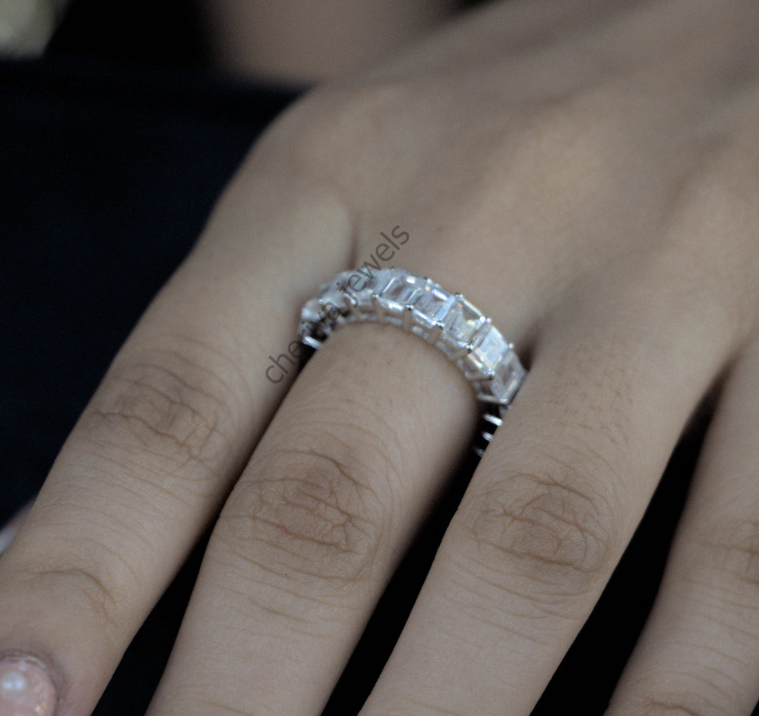 Emerald Cut Lab Grown Diamond Eternity Band