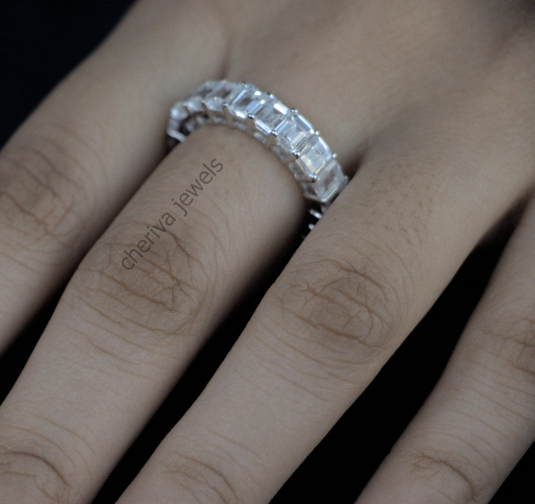 Emerald Cut Lab Grown Diamond Eternity Band