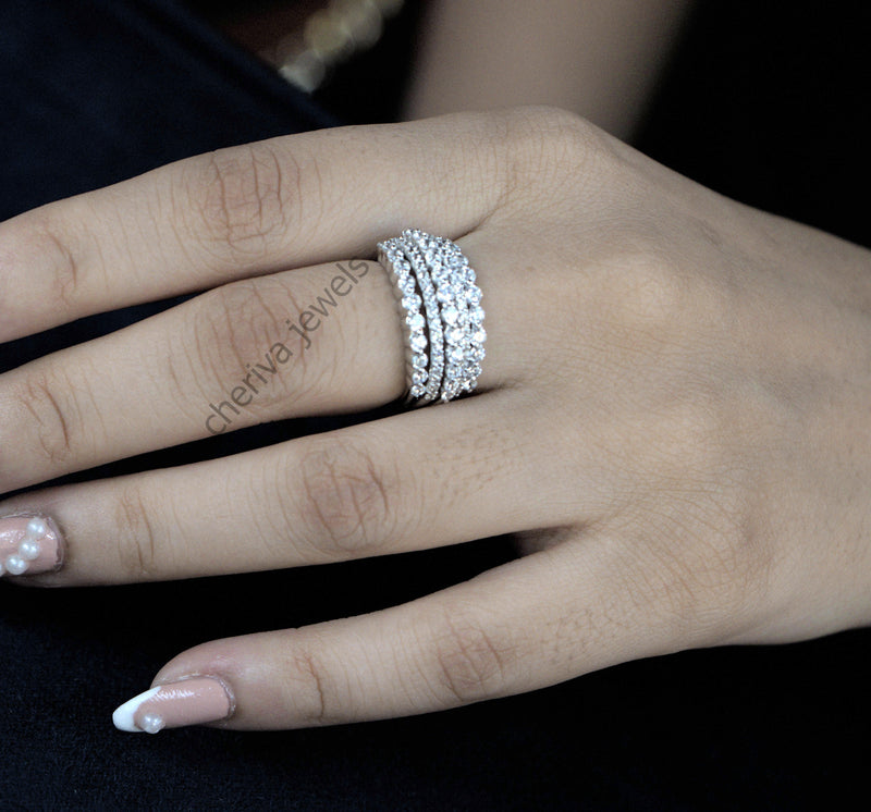 Round Cut Lab Created Diamonds Full Eternity Wedding Band