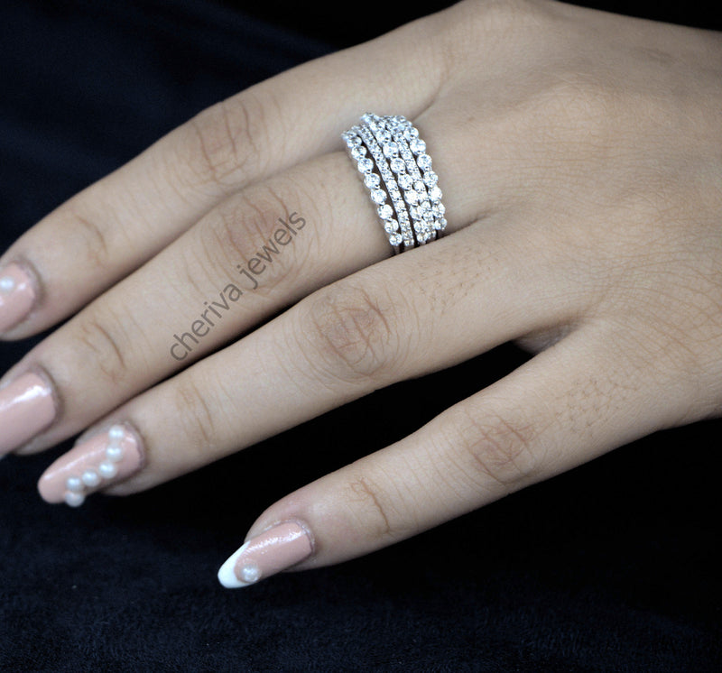 Round Cut Lab Created Diamonds Full Eternity Wedding Band