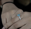 Blue Oval Cut Lab Diamond Solitaire Engagement Ring