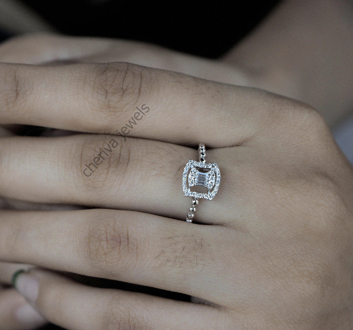 Double Diamond Halo Ring