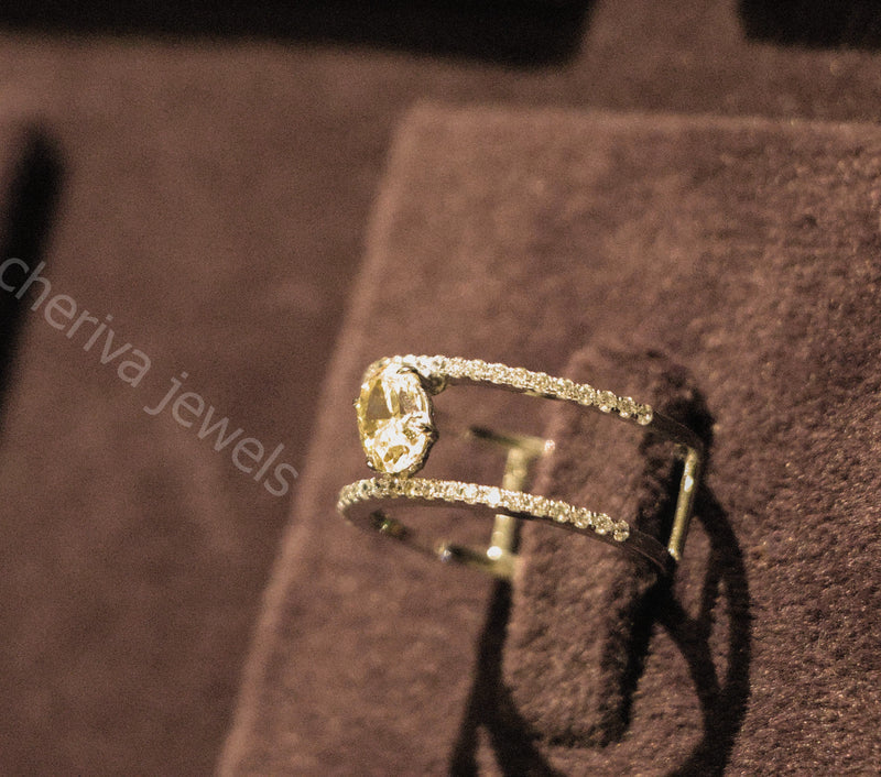 Yellow Oval Lab Diamond Fancy Engagement Ring