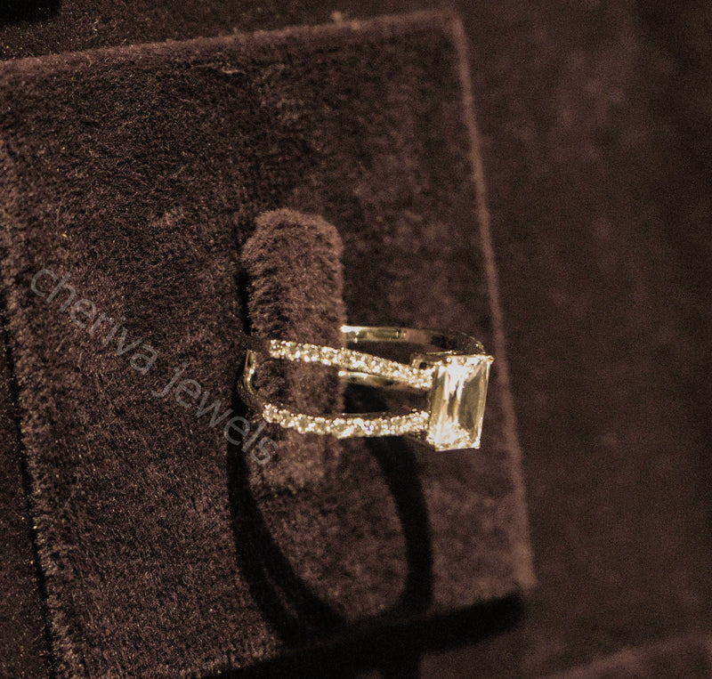 Emerald Cut Lab Diamond solitaire Engagement Ring