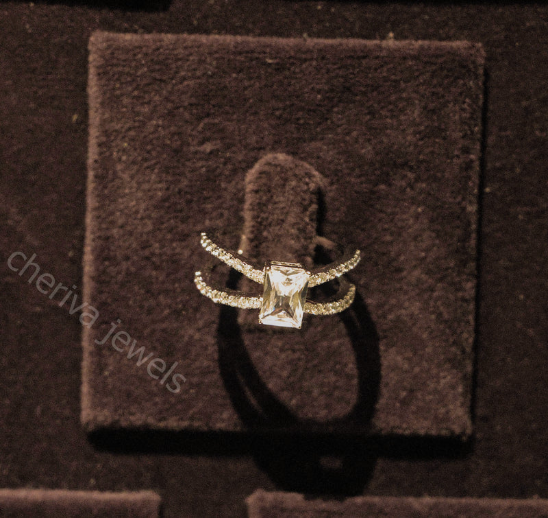 Emerald Cut Lab Diamond solitaire Engagement Ring