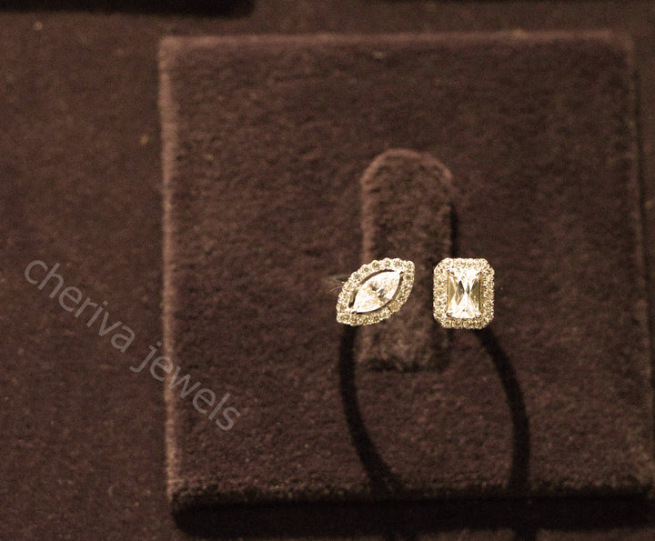 Emerald Cut Lab Diamond Toi Et Moi Engagement Ring