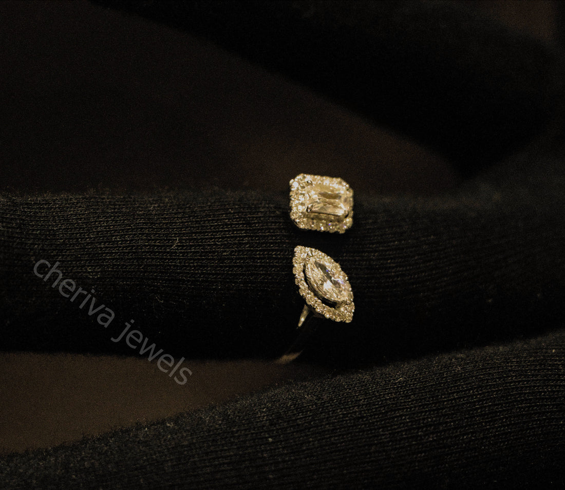 Emerald Cut Lab Diamond Toi Et Moi Engagement Ring