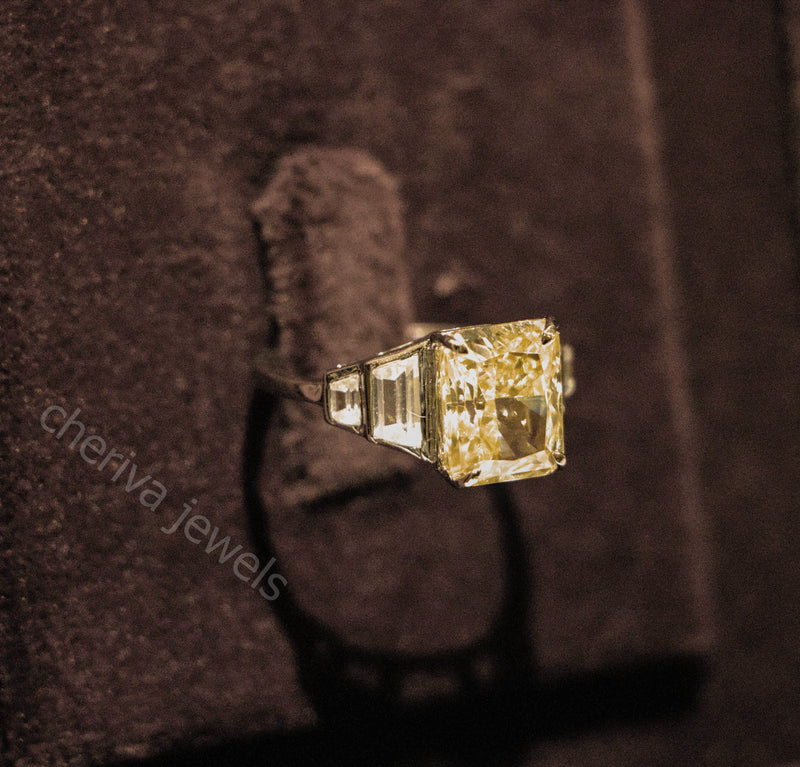 Radiant cut gemstone Engagement Ring