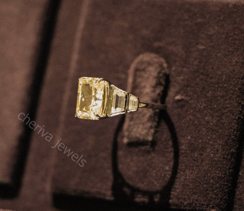 Radiant cut gemstone Engagement Ring