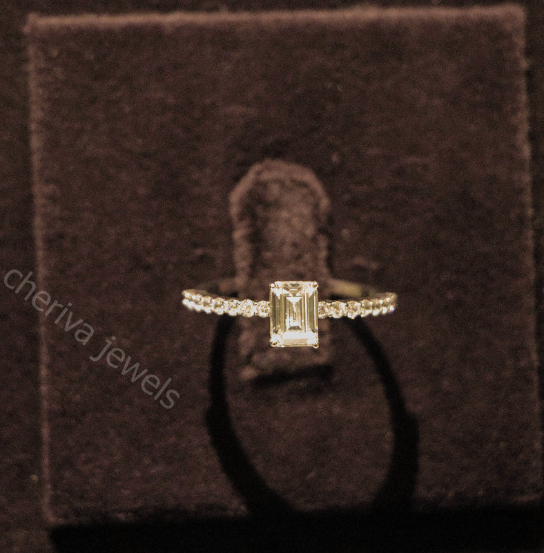 Lab Diamond Solitaire with Accent Engagement Ring
