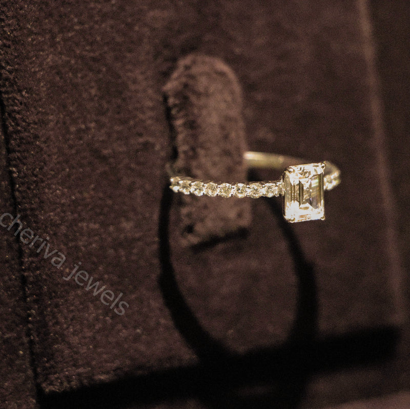 Lab Diamond Solitaire with Accent Engagement Ring