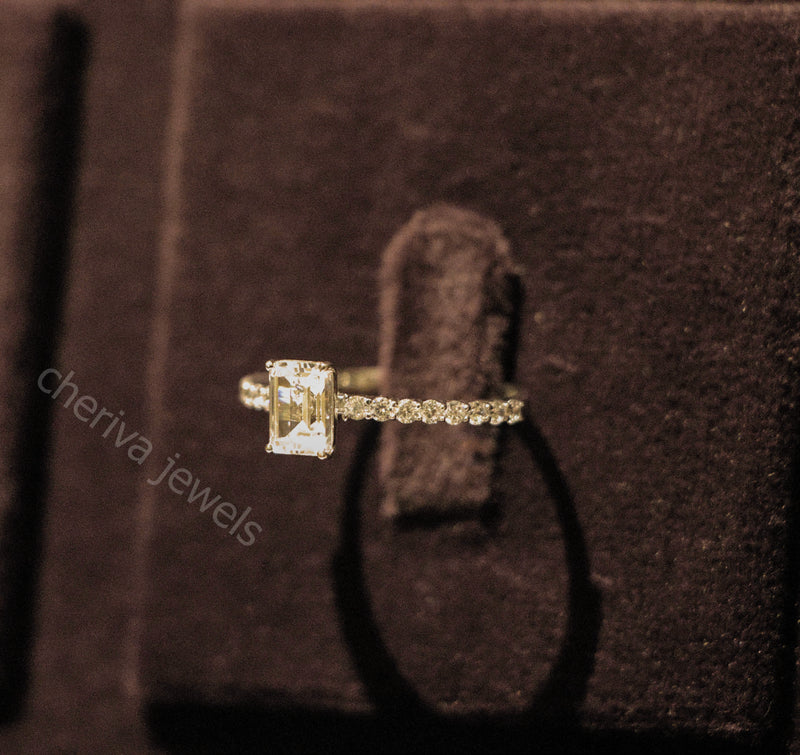 Lab Diamond Solitaire with Accent Engagement Ring