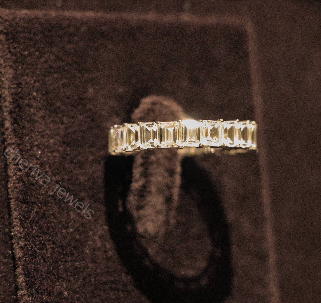 Emerald Cut Lab Grown Diamond Eternity Band
