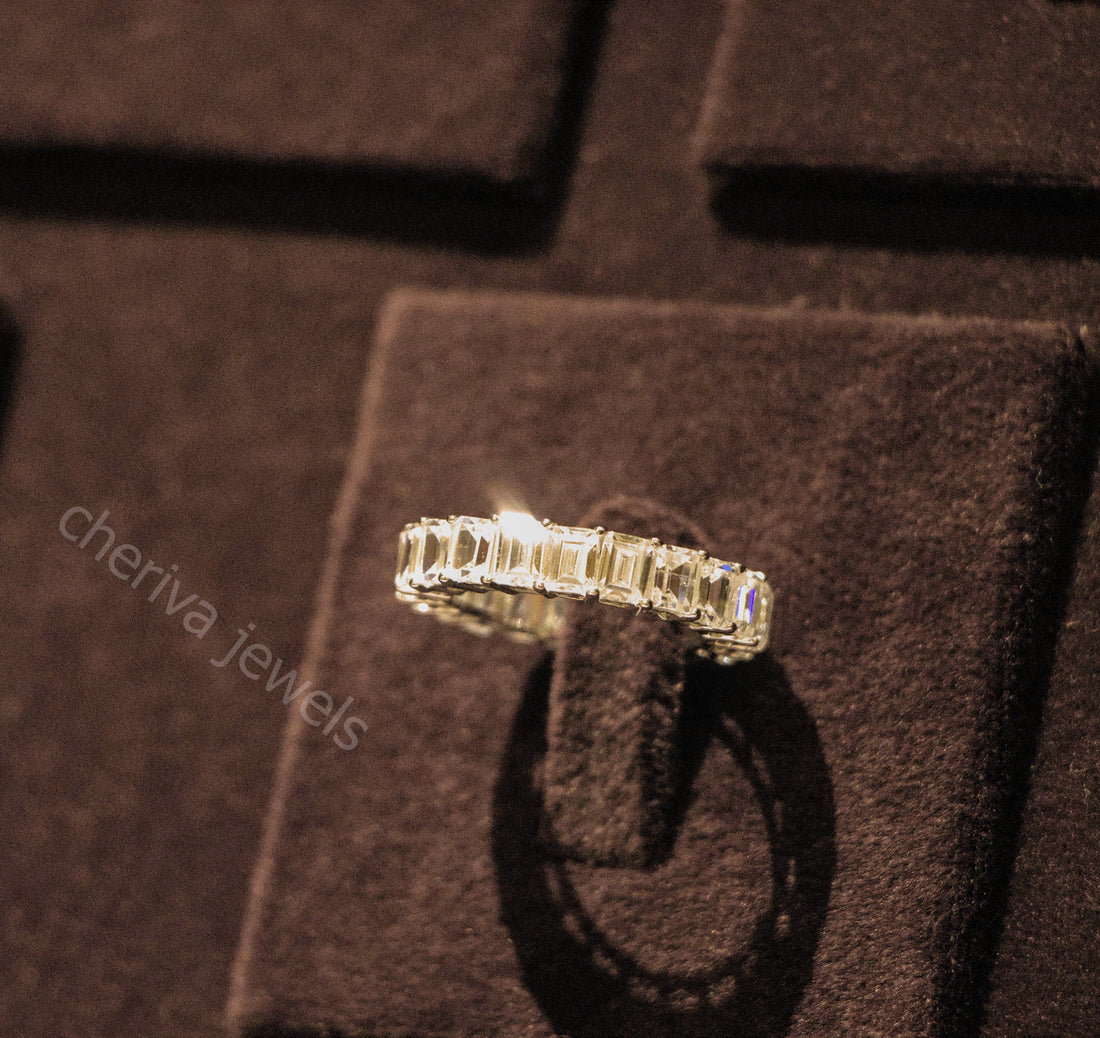 Emerald Cut Lab Grown Diamond Eternity Band