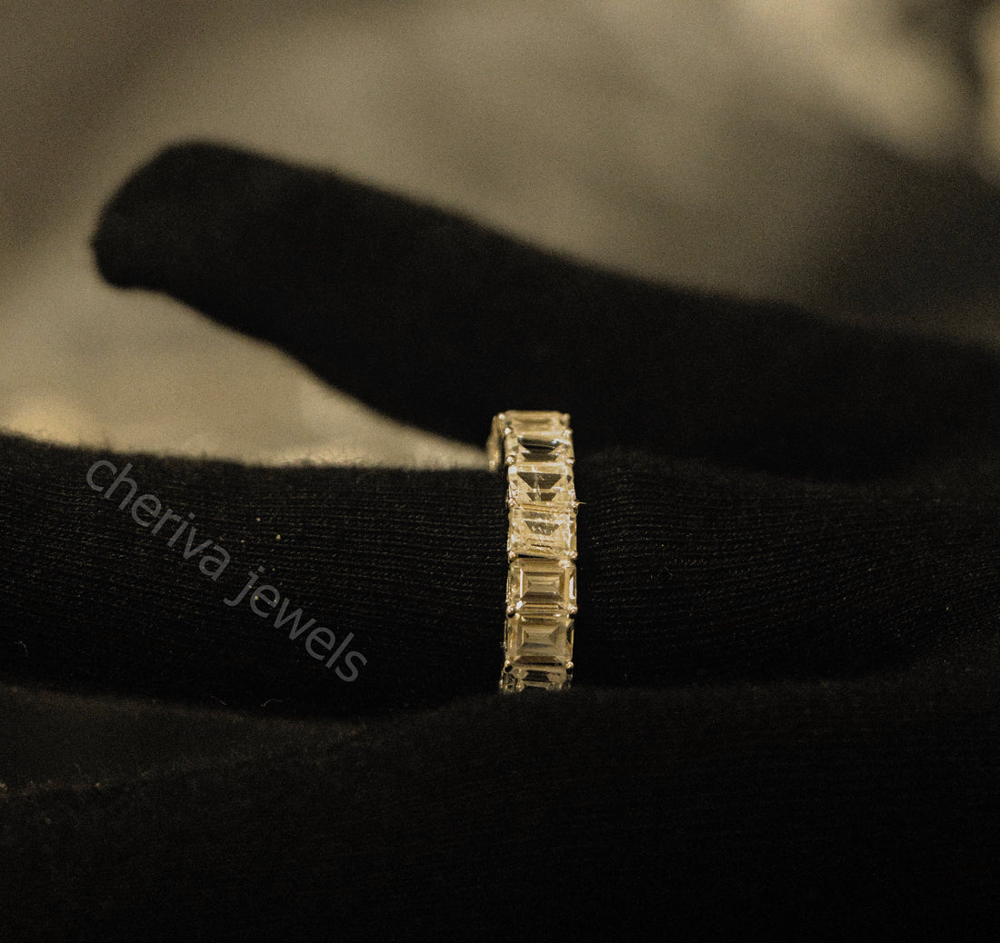 Emerald Cut Lab Grown Diamond Eternity Band