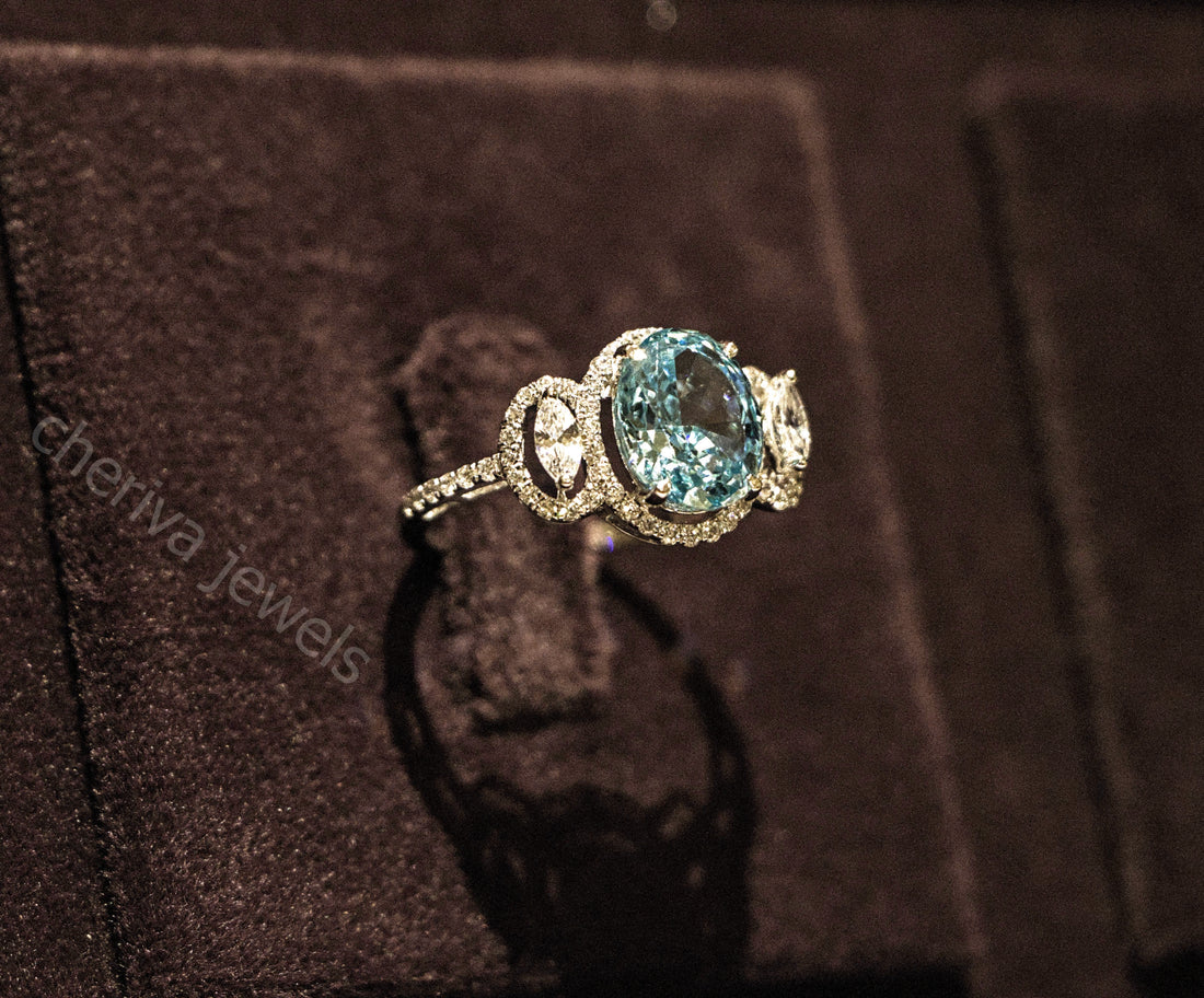 Oval Cut Gemstone Halo Engagement Ring