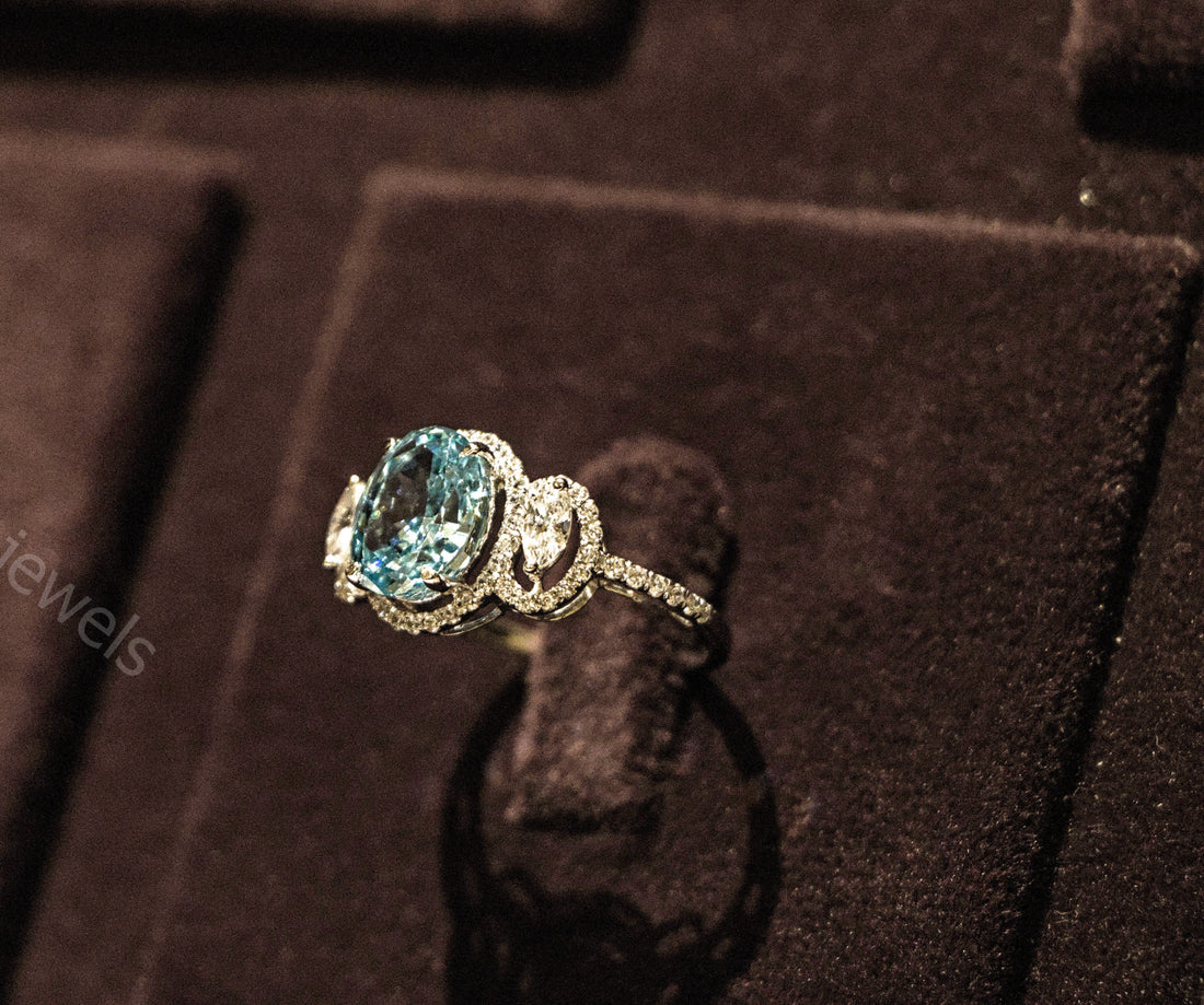Oval Cut Gemstone Halo Engagement Ring