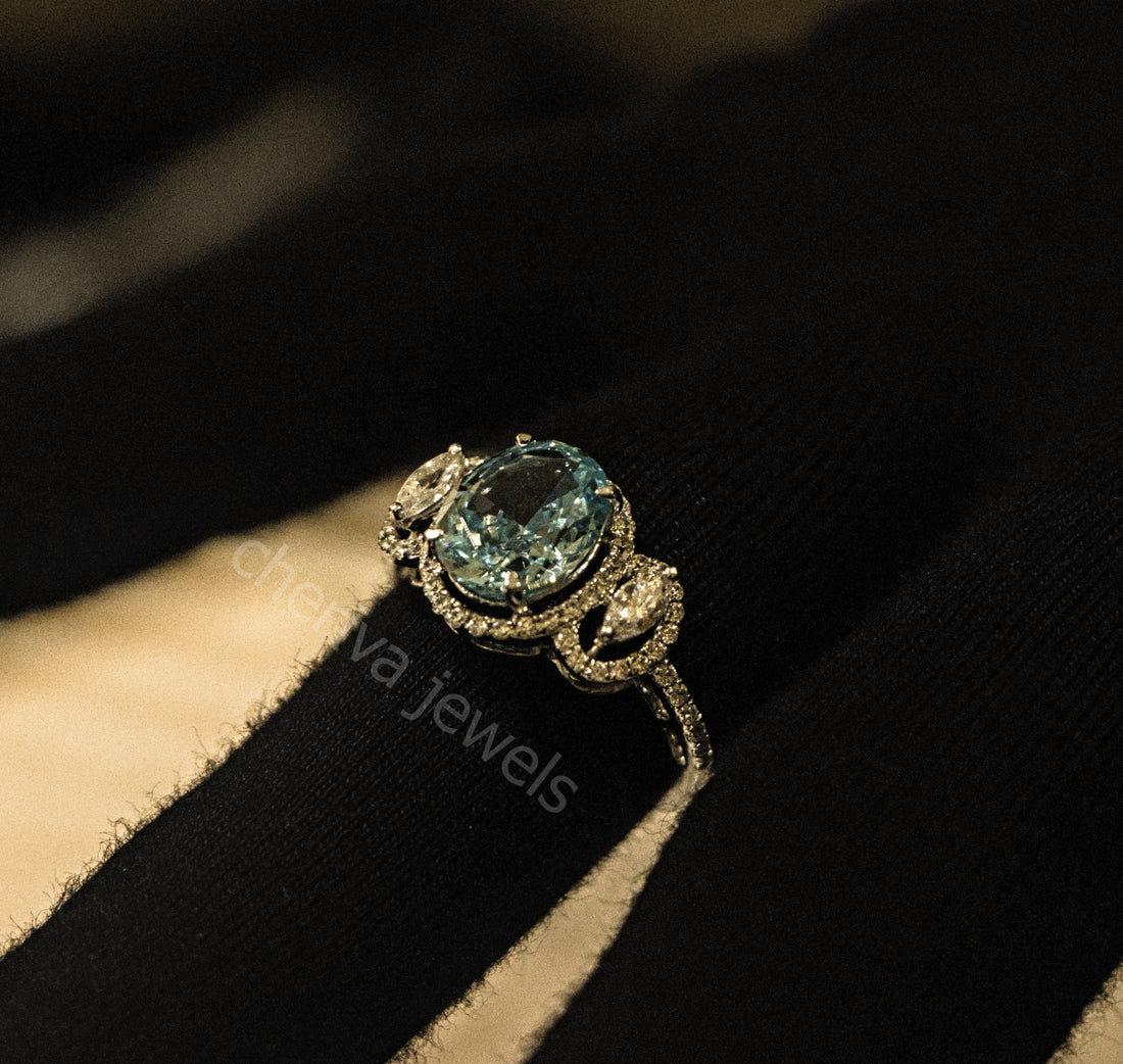 Oval Cut Gemstone Halo Engagement Ring